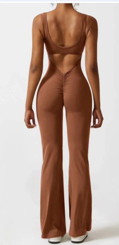 Seamless Yoga Bodysuit for Women - Tummy Control Hollow Back Workout Top & Casual Outfit